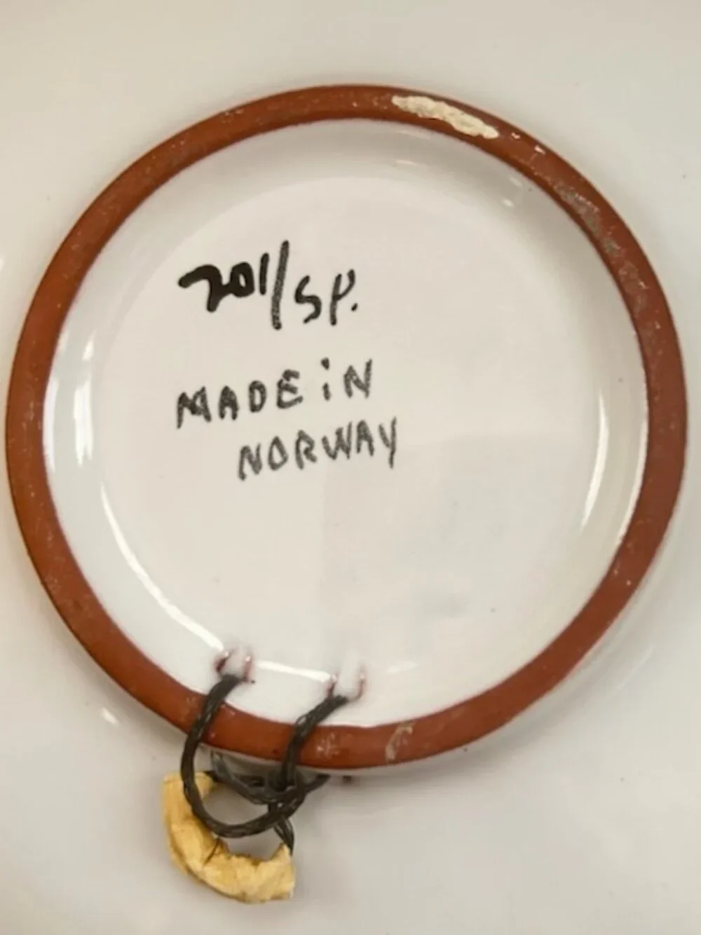 Vintage Signed Norwegian Mid-Century Folk Art Ceramic Handled Serving Platter